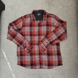 ​Toad&Co Print Flannagan L Red Plaid Flannel Organic Cotton